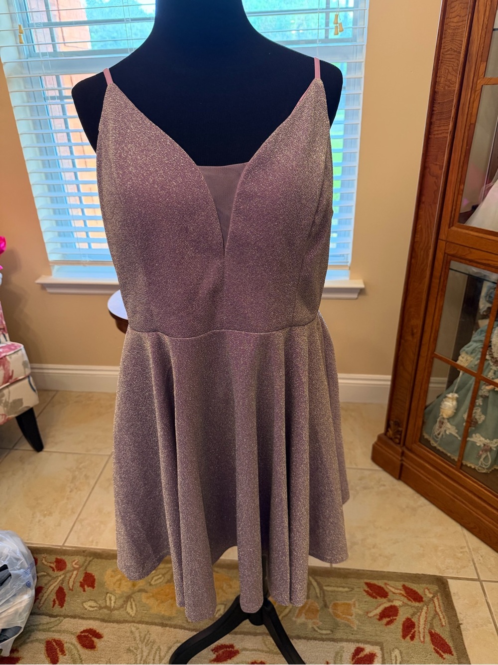 Ever Pretty Lavender Shimmer Fit & Flare Mini Dress